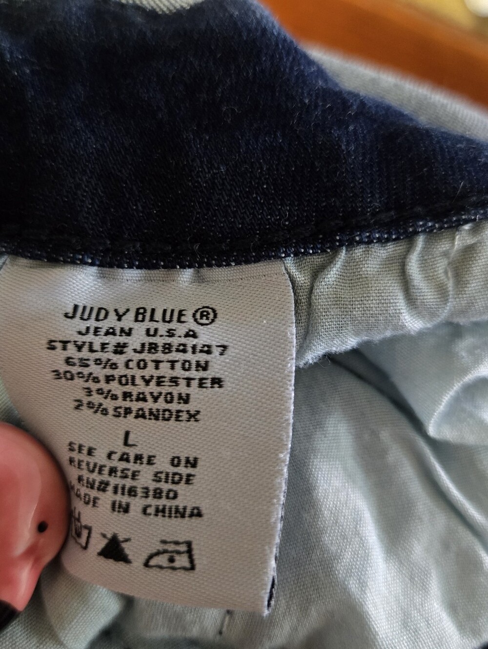Judy Blue Overall Cut Off Jean Short Dark Stretch Denim Women's Size Large - Picture 13 of 15